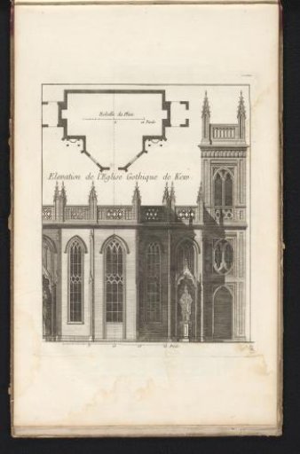 Floor plan and facade of St. Luke's Church in Kew