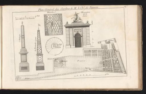 Plan of and buildings in the garden of the Hôtel de Jansen in Paris