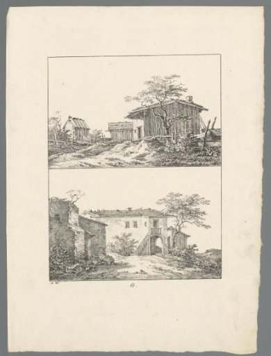 Two landscapes with a house