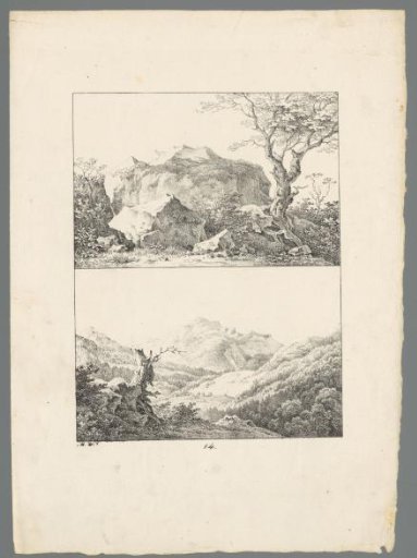 Mountain landscape and a rock