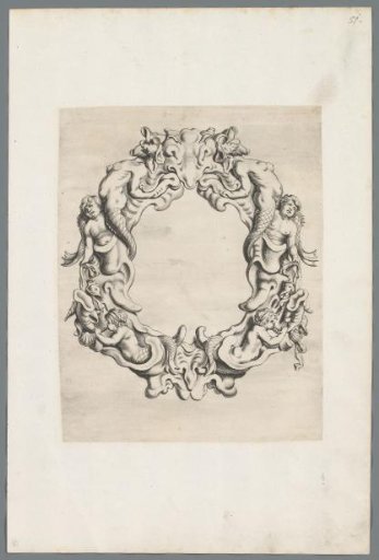 Cartouche in the rococo style with mermaids