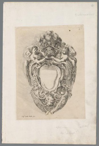 Cartouche with trumpeting angels