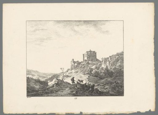 Landscape with a castle on a mountain