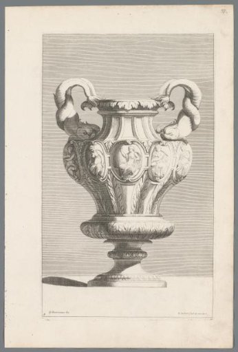 Vase with double handles of dolphins
