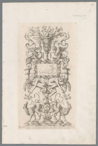 Title page with a panel in the shape of a candelabrum