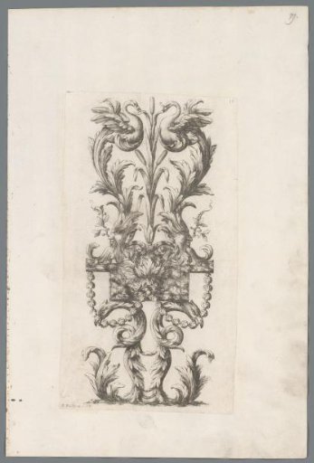Decorative panel with swans, masks, and bird heads