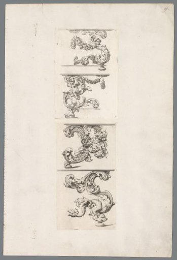 Two table legs with figures incorporated into an acanthus motif