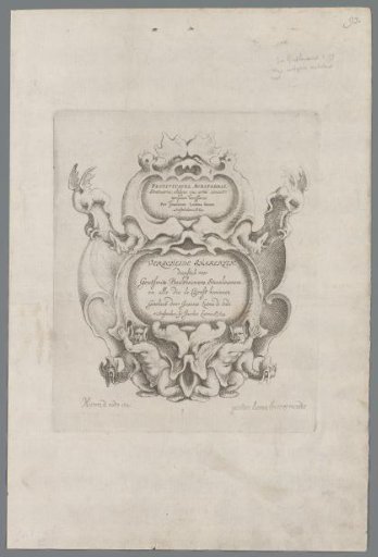 Title print for a series of cartouches and ornaments in the rococo style