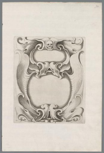 Ornament in the rococo style with a skull