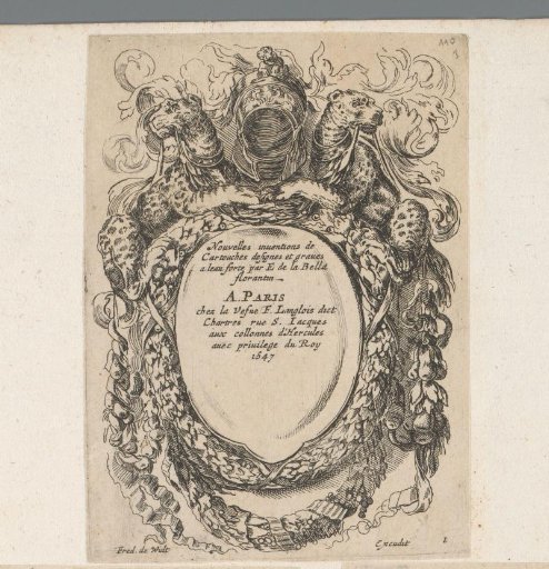 Title print for a series of decorative cartouches