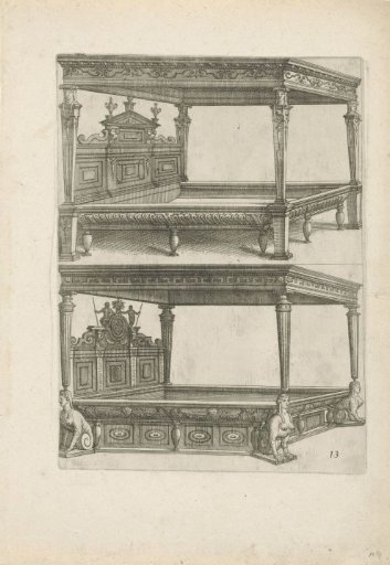 Two four-poster beds