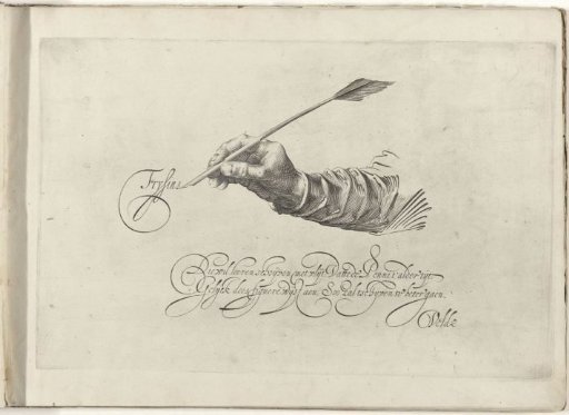 Right hand with a goose-quill pen
