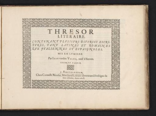 Interim title in a frame of fleurons