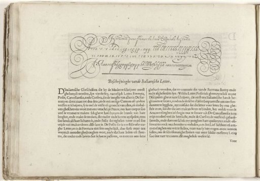 Writing sample of the Spanish Bastard Letter and the beginning of the description of the Italian hands