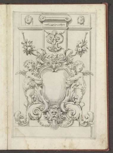 Monument with a cartouche containing putti