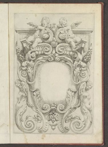 Cartouche with two putti and two winged female figures