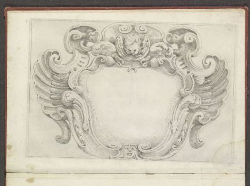 Cartouche with a cherub and a fantasy head