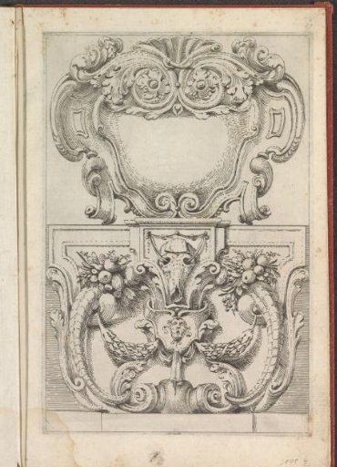 Two cartouches, below with bucranium