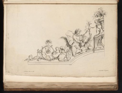 Arabesque with fantasy creatures with the head of a satyr