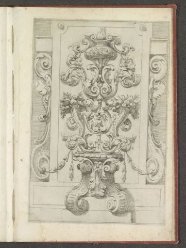 Monument with rocailles, horns with fruit and cherubs