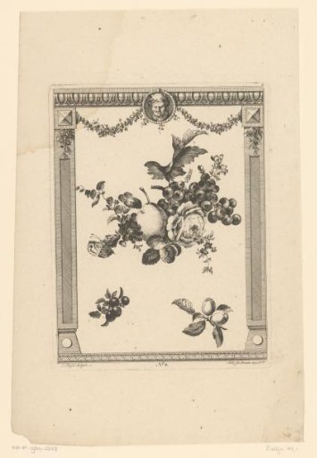 Frame with a satyr head and fruit