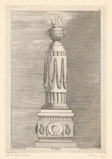 Vase with flames on a pedestal