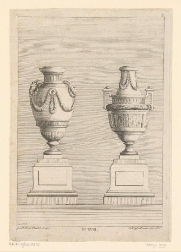 Two urns on pedestals