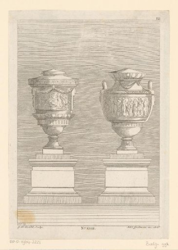 Two urns on pedestals