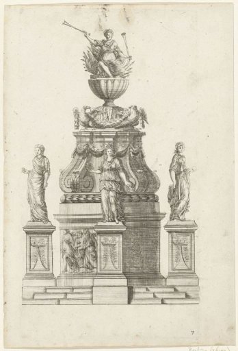 Round monument with bas-relief