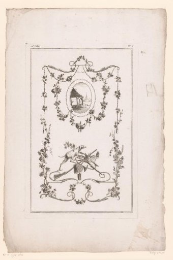 Panel with medallion and a hunting trophy