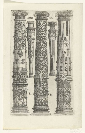 Three Ionic columns and two balusters