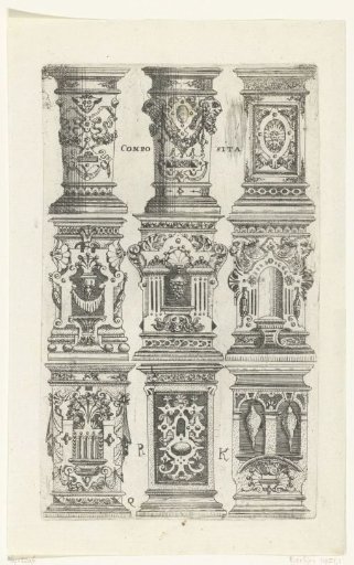Nine pedestals