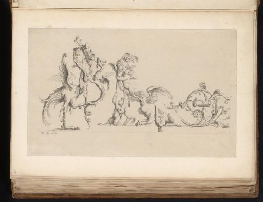 Arabesque with satyrs and fantasy creatures