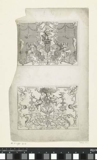 Seated woman and two musical figures by a vase