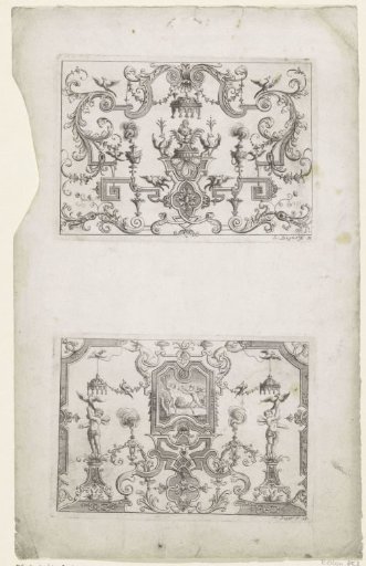 Grotesques with a bust and the pursuit of Daphne by Apollo