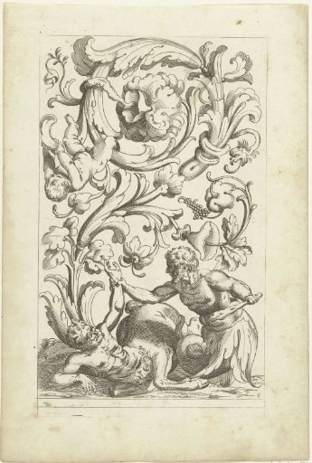 Triton and a centaur with a tiled floor
