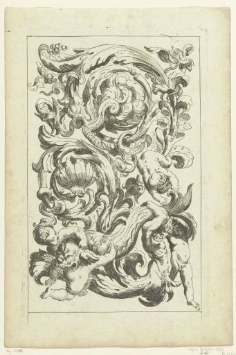 Dolphin supported by four children and a triton