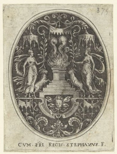 Altar with a fire burning