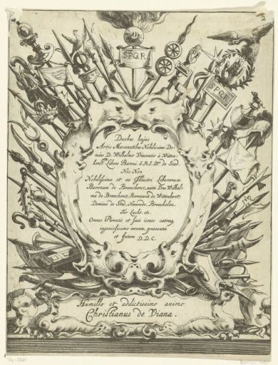 Inscription in a rococo cartouche