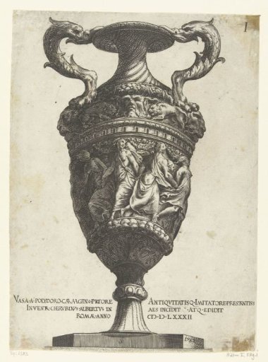 Vase with two handles in the form of fish standing on a claw