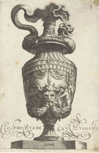 Jug with a handle on the left, extending into a bird's head
