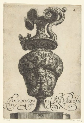 Jug with a handle on the right, formed from leafy scrolls