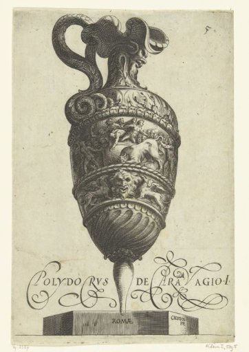 Jug whose spout rests on a mask