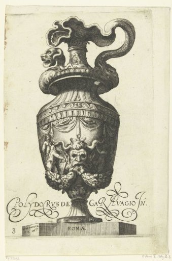 Jug with a handle on the right, extending into a bird's head