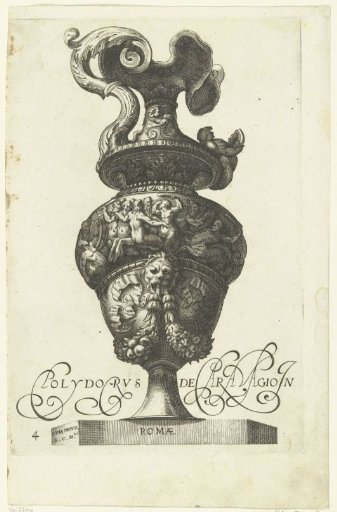 Jug with a handle on the left, formed from leafy scrolls