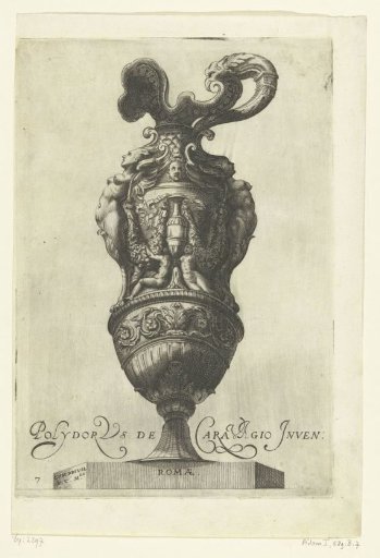 Jug with a handle extending into a bird's head
