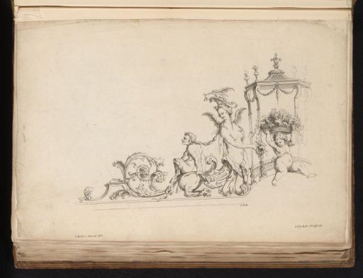 Arabesque with satyr, putti and fantasy creatures