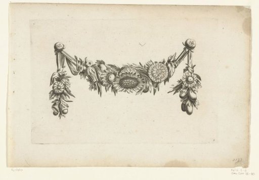 Festoon of Flowers with a Sunflower in the Center
