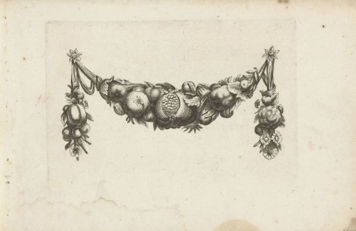 Festoon of Fruit with a Split Fruit in the Center