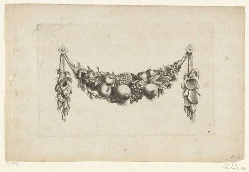 Festoon with a Split Pomegranate and a Bunch of Grapes